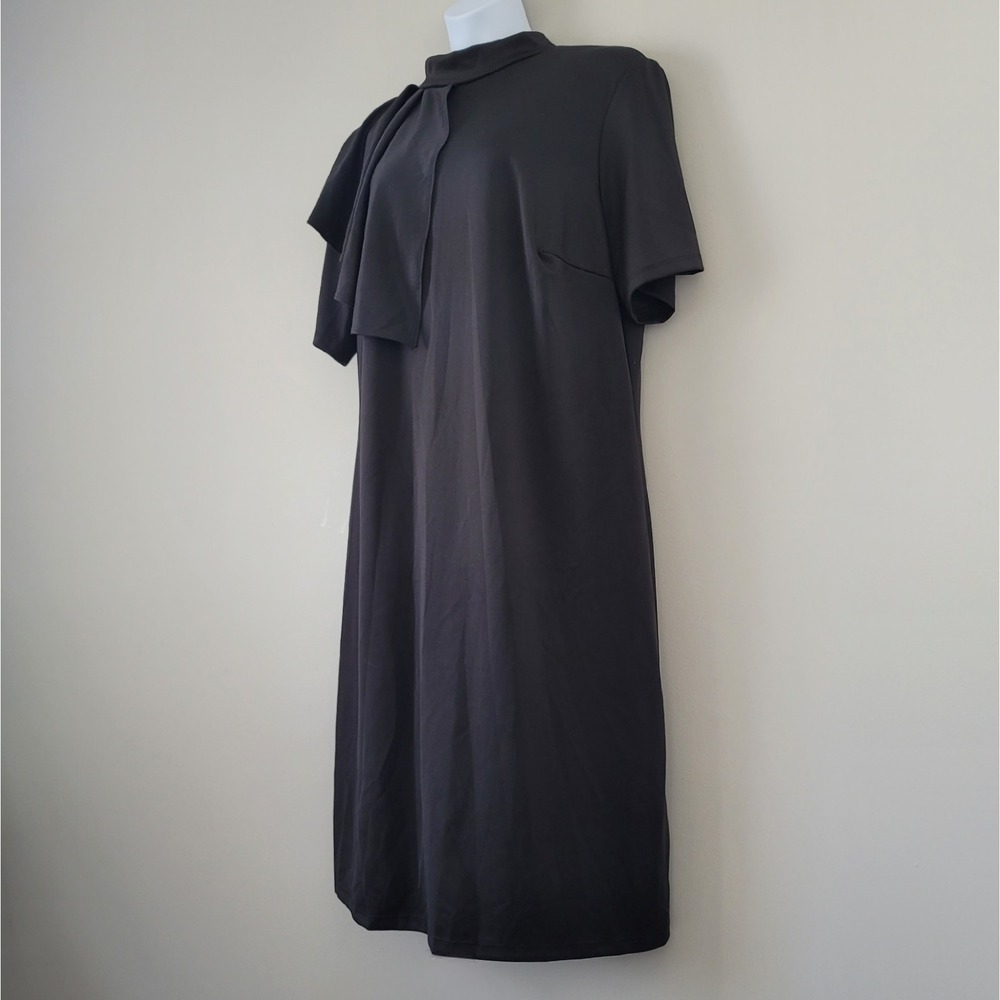 ASHLEY STEWART Size 22/24 Short Sleeve Keyhole Neck Black Sheath Dress NWT - Picture 9 of 9